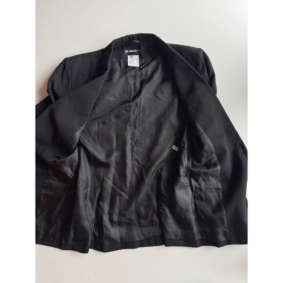 ANN DEMEULEMEESTER Black Rayon Wool Single Breasted Blazer, Size 40/S - Picture 12 of 16